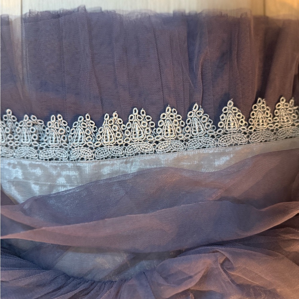 Sleeveless Flower Waist Tulle Hem Dress - Purple - Picture 5 of 5